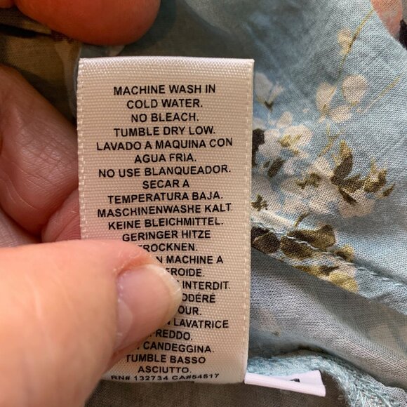 CLOTH & STONE BUTTON DOWN SHEER FLORAL BLOUSE SIZE MEDIUM - Picture 5 of 5